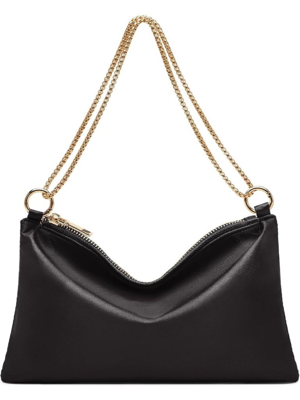Women's Black Satin Purse Prom Wedding Cocktail Evening Shoulder Bag